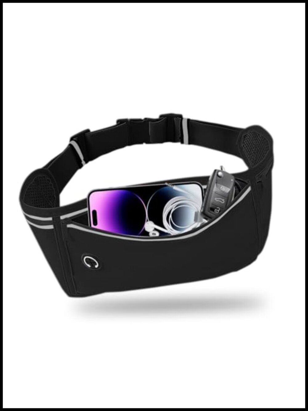 Slim Running Belt Waist Pack with 3 Pockets Adjustable Waterproof Nylon